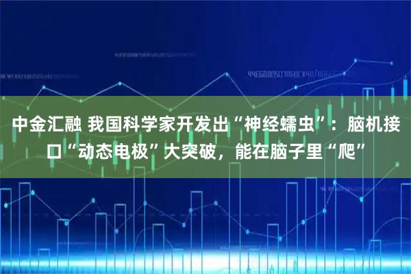 中金汇融 我国科学家开发出“神经蠕虫”：脑机接口“动态电极”大突破，能在脑子里“爬”